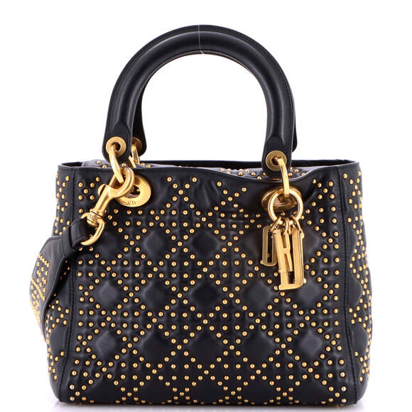 Christian Dior Handbags - Christian Dior Medium Supple Lady Dior Bag Cannage Studded Lambskin